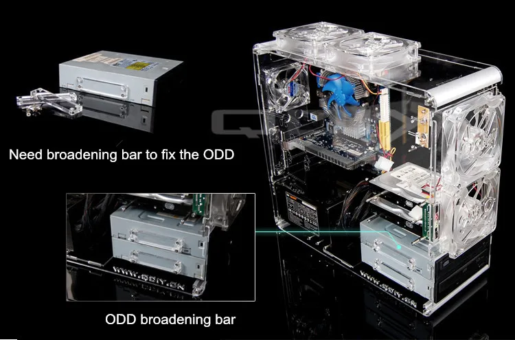 QDIY PC-A006M вертикальный чистый прозрачный акриловый персональный ПК чехол для компьютера