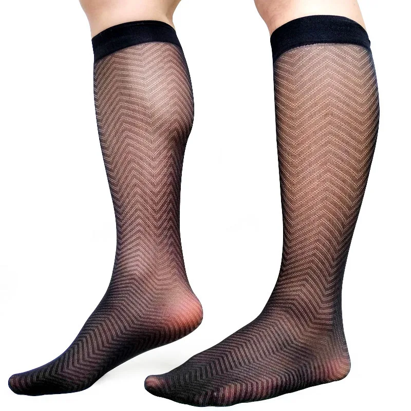 Эластичные Прозрачные однотонные мужские шелковые Формальные платья носки