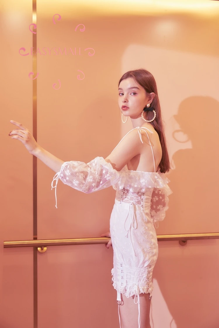 EASYSMALL For Love Lemons женское платье летнее пляжное сексуальное с открытой спиной высококачественное кружевное Сетчатое платье с высокой талией без рукавов