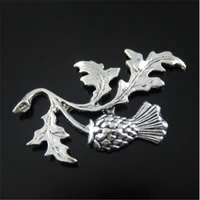 20pcs top silver color leaf charms vintage necklace pendant tone alloy thistle plant jewelry findings accessory