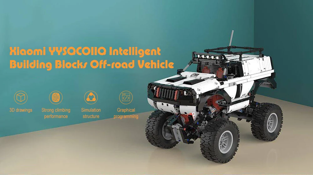 Xiaomi YYSQC01IQ Интеллектуальный четырехколесный привод внедорожный автомобиль строительные блоки 3D рисунки графическое Программирование DIY Строительные наборы