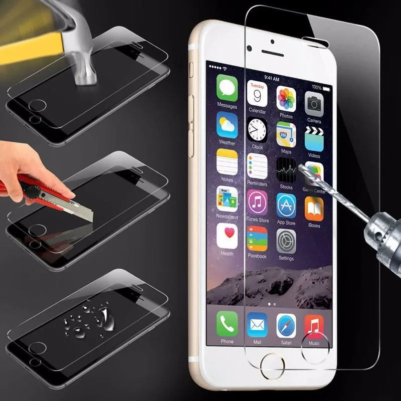 Закаленное стекло 9H для iPhone 4 4S 5C 5 SE 6 6s 7 8 Защита экрана X Plus закаленное защитное