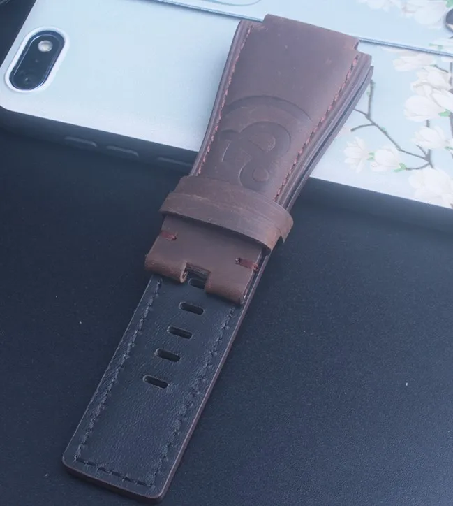Brown no buckle Черный коричневый синий Аллигатор узор кожаный ремешок для часов Ремешок для Bell& Ross BR-01 и BR-03 черная пряжка - Цвет ремешка: Brown no buckle