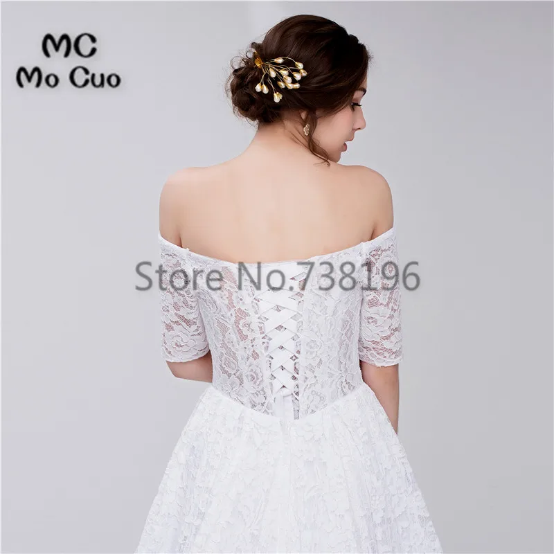 Элегантное кружевное свадебное платье 2019 с короткими рукавами v-образным вырезом