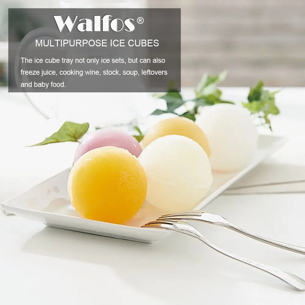 WALFOS, большой размер, 6 ячеек, форма для ледяных шаров, силиконовая форма для льда, лотки для льда, ледяной шар для виски, 6 силиконовых формочек, для приготовления, вечерние, для бара