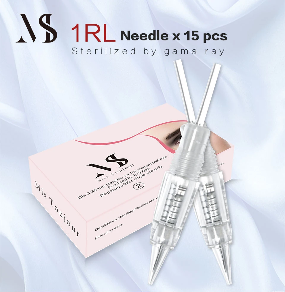 15PCS 1R Microbalding Needle Cartridges For Tattoo Dermografo Eyebrows Micropigmentation Machine Pen Permanent Makeup Supplies