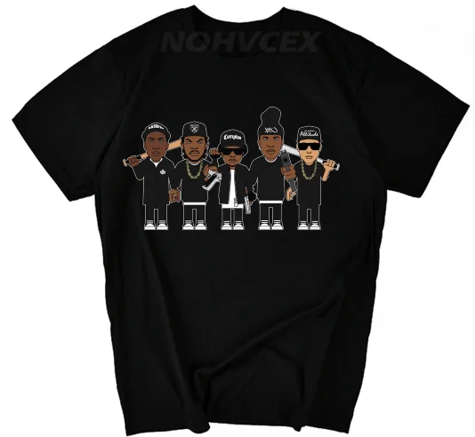 N.w. A,(Niggaz остроумие отношение) музыкальная тема хип-хоп музыкальные группы персональный узор дизайн мужская футболка с коротким рукавом NWA - Цвет: Черный