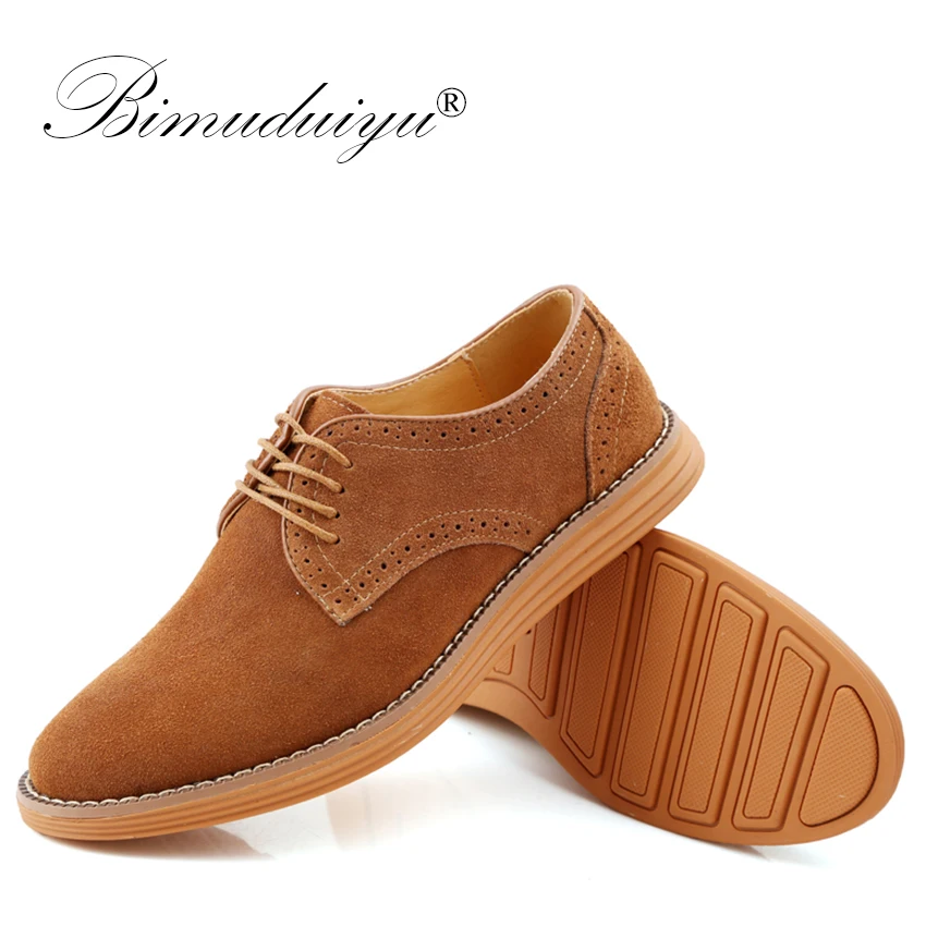 BIMUDUIYU Brand Plus Size 47 Men Casual Leather Shoes Oxfords Suede Flats Spring Autumn Fashion Classic | Обувь