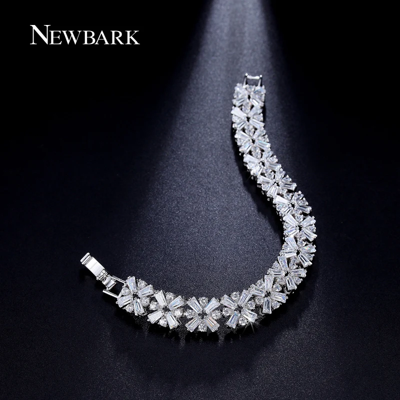 NEWBARK Charm Tennis Bracelets for Woman Pulseira Classic Wedding Jewelry Lady AAA+ Cubic Zirconia Snowflake Bracelet &amp Bangle |
