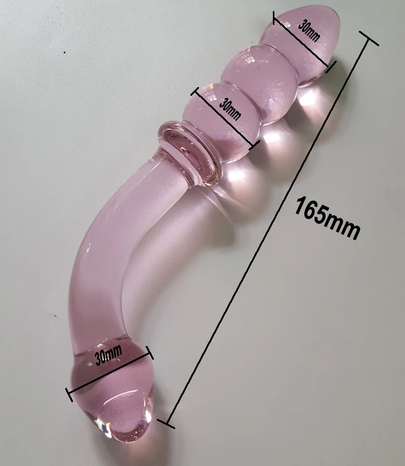 Двойной фаллоимитатор с розовым кристаллом стеклянный член эротика секс-шоп