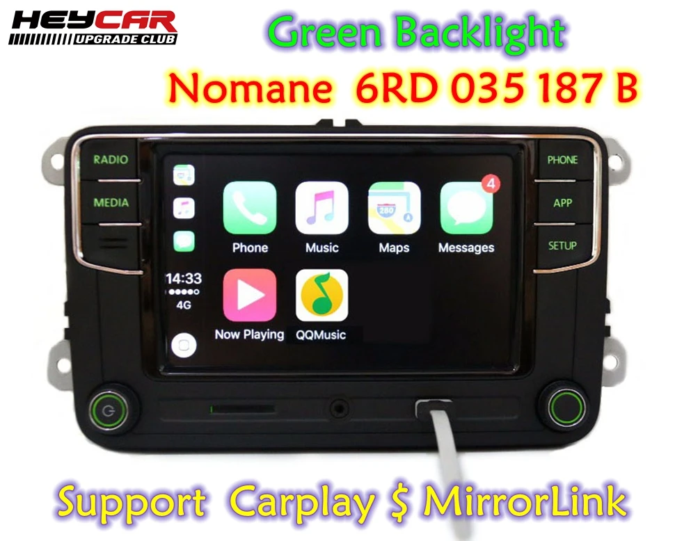 Noname Green Carplay RCD330 Plus зеленая подсветка RCD510 RCN210 6,5 дюйма для Skoda Octavia fabia 6RD 035 187 B 6RD035187B