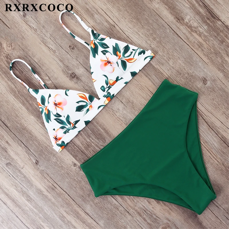 RXRXCOCO стринги бикини пуш ап женский купальный костюм комплект с высокой талией