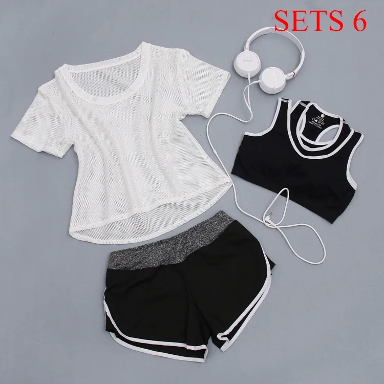 Women Sportwear 3 Pieces Suits Fitness Yoga Set T-Shirt&Bra&Shorts Sport Set Gym Clothes Sport Wear Training Suit Running,ZF197