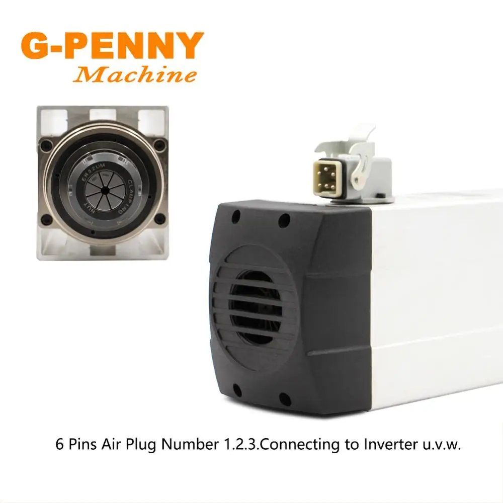 G-PENNY 6.0KW двигатель шпинделя с воздушным охлаждением ER32 300 Гц 220 В/380 В без монтажного фланца 4 шт Керамические шариковые подшипники 0,01 мм точность