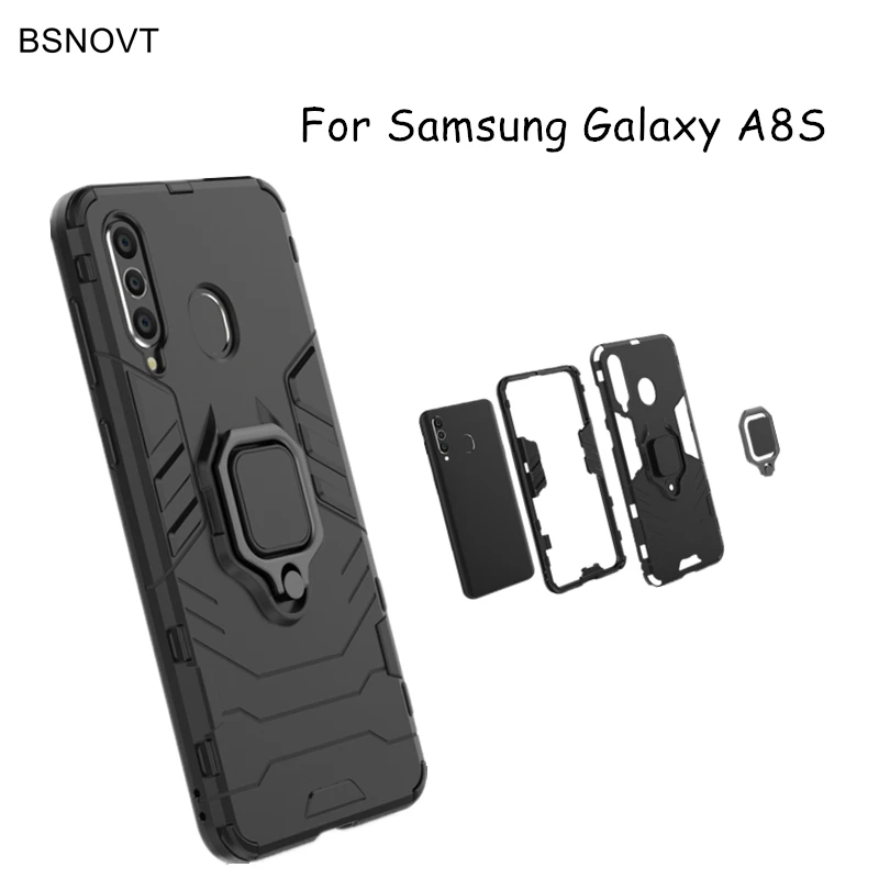 Чехол для Samsung Galaxy A8s противоударный чехол кольцо на палец магнитный держатель