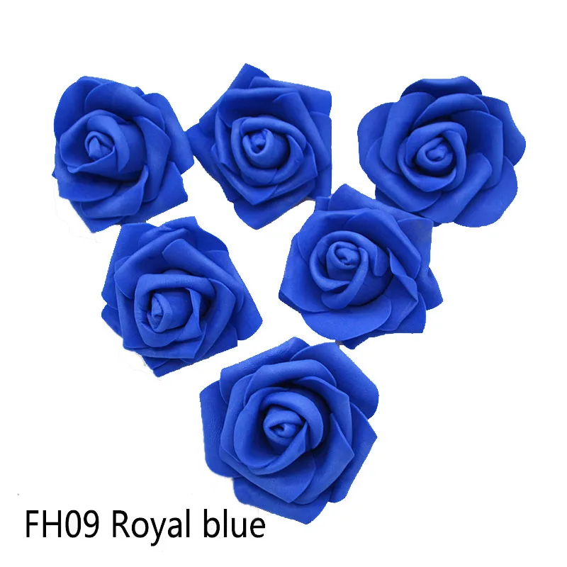 FH09 royal blue 20 головок 6 см ПЭ пена роза искусственный цветок голова невесты свадебное оформление букета DIY Скрапбукинг венок поддельные декоративные розы 8 - Цвет: FH09 royal blue