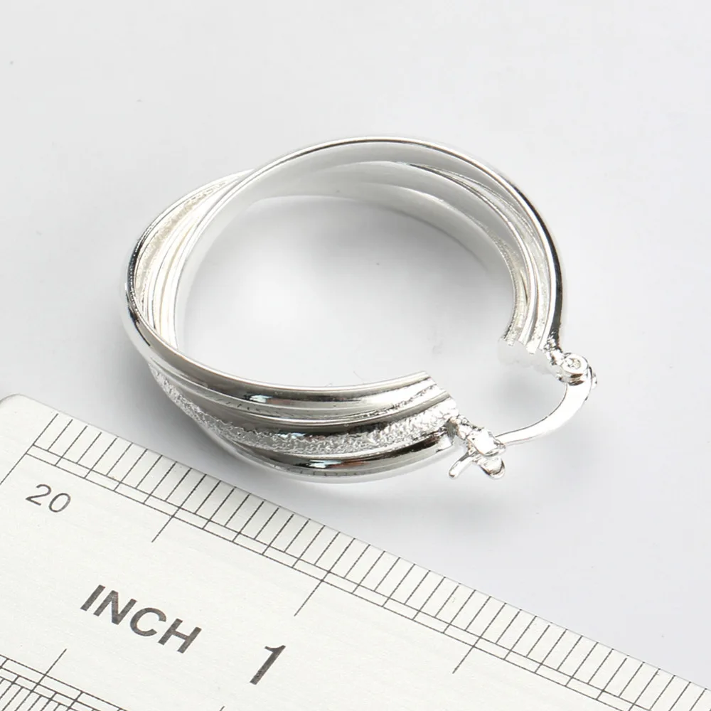 Бесплатная доставка женская Мода Стерлингового Серебра 925 Матовый Круг Серьги