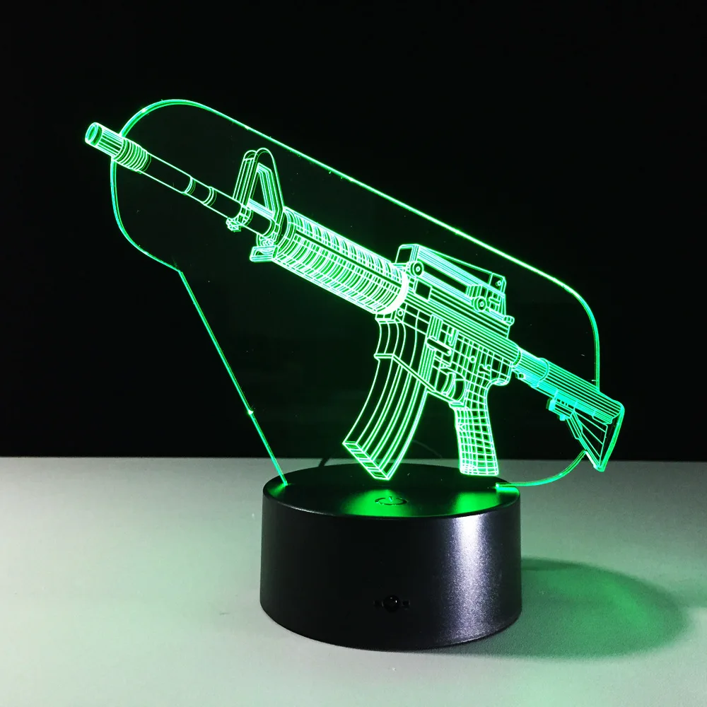 Ak пистолет 3d светодиодный ночной Светильник s Lampara Escritorio Батарея Детский ing под