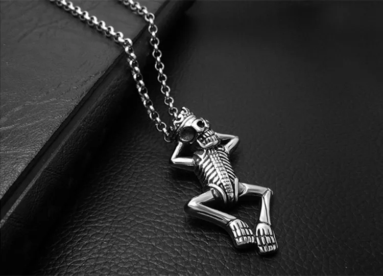 Модные панк-рок с подвеской-черепом Мужская подвеска из нержавеющей стали