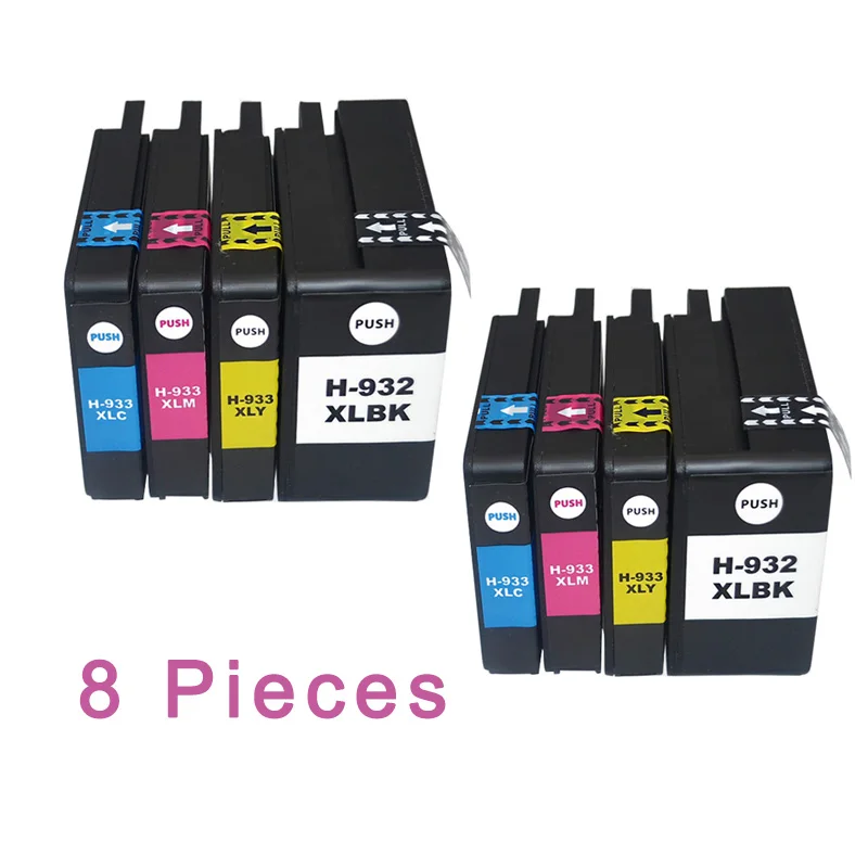 

8pcs XiongCai Compatible Ink Cartridges For HP 932 933 Officejet Pro 6100 6600 6700 7110 7610 7612 Printer For HP932 932XL 933XL