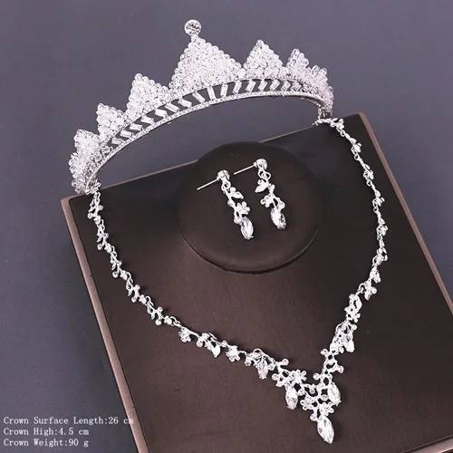 HG086 TL049 Bridal Jewelry Sets Wedding Crown Necklace With Earrings Bride Hair Ornaments Crystal Crown Necklace Women Accessories - Окраска металла: HG086 TL049