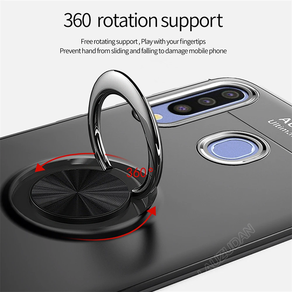 Luxury Shockproof Case For Samsung Galaxy A10 A30 A40 A50 A70 Bracket Ring Car Holder Matte Soft Silicone Cases Full Back Cover |