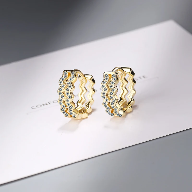 XIYANIKE 925 Sterling Silver Double Wavy Earring Jackets Rhinestone Handmade Simple Geometric Ear Jewelry For Women Gift | Украшения и