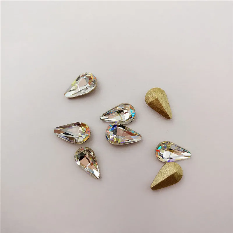 

10Pcs/bag 3D Crystal Clear AB Color Nail Art Decorations Glass Shining Fingertip Decoration For Manicure Stickers Supplies