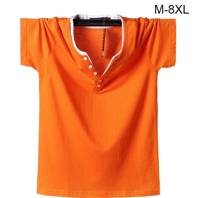 

New Man's t-shirt Plus Size 6XL 7XL 8XL 2019 Cotton t shirt men v-neck Solid Men's Shirt Tops Tee Short Sleeve tops & tees