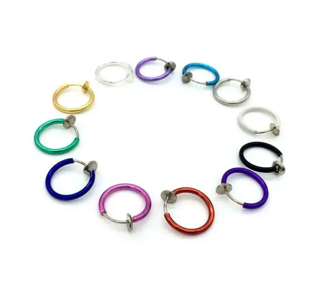 Мода 2017 г. разноцветный зажим для носа губ ушей поддельные серьги гвоздики в