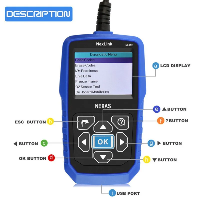 Универсальный диагностический сканер для тяжелых грузовиков NEXAS NL102 OBD OBD2 с