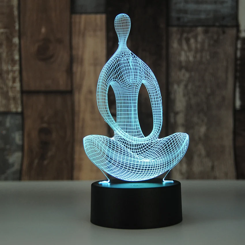 7 цветов медитация Йога 3D светодиодный ночник для спальни лампы гостиной стол