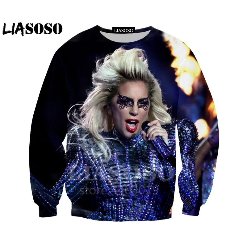 LIASOSO новые певицы Lady gaga 3D свитшот с принтом Одежда унисекс хорошее качество Harajuku в стиле «хип-хоп» с длинным рукавом Костюмы As109