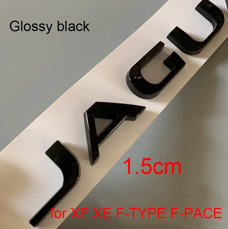 J AGUAR 15mm Black Эмблема с буквами для значка Jaguar V6 V8 AWD 3,0 5,0 XF XJL крыло багажника разгрузочная емкость логотип для автомобильного стайлинга хром глянцевый черный - Цвет: J AGUAR 15mm Black