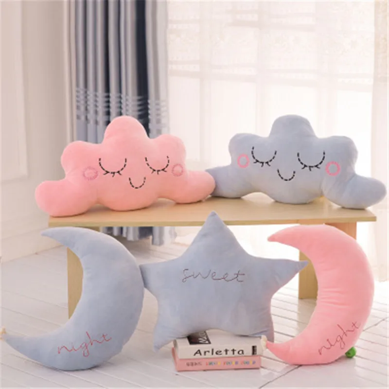 

Iucky Boy/Girl New Cartoon Cloud Moon Star Cute Sofa Plush Pillow Soft Cushion Plush Toys For Children Baby Kids Pillow Gift