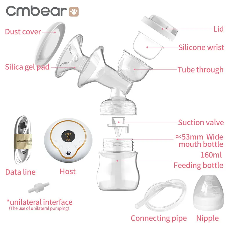 CMbear двойной Электрический молокоотсос светодиодный дисплей сильный всасывающий