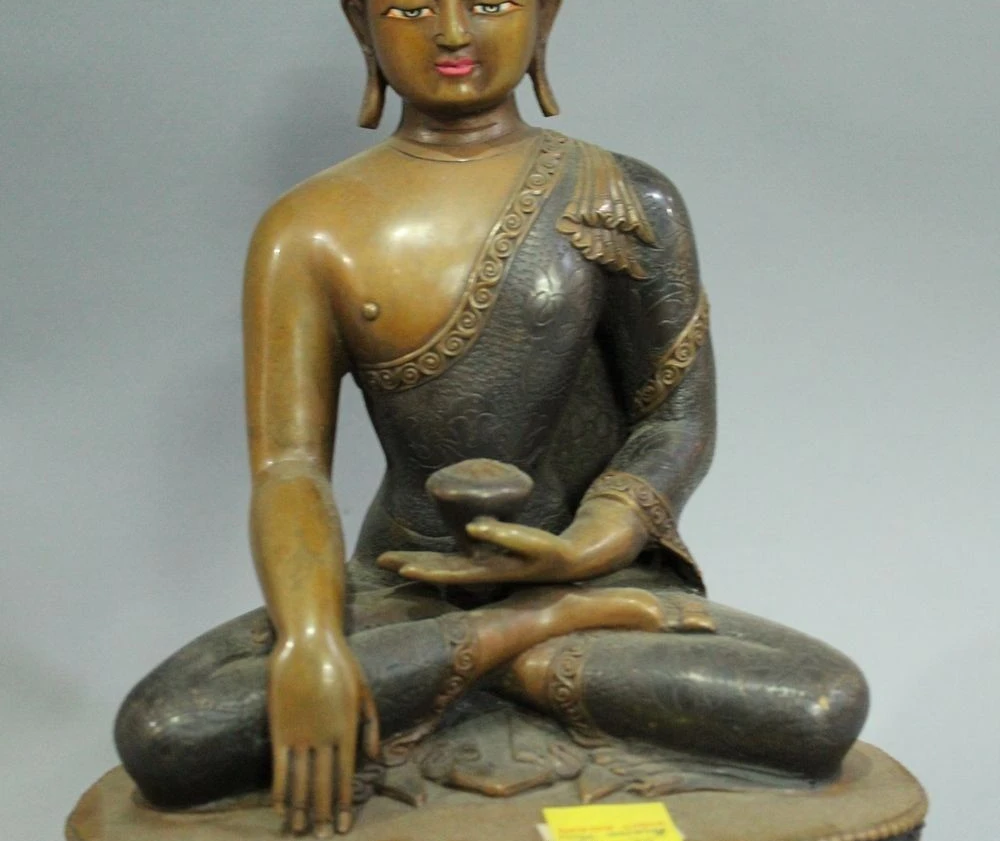 Бесплатная доставка 9 &quotХрам тибетского буддизма бронзовая статуэтка Будда