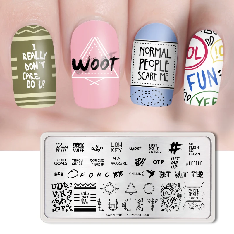 BORN PRETTY штамповка для ногтей шаблон буквы фраза DIY Дизайн украшения штамп