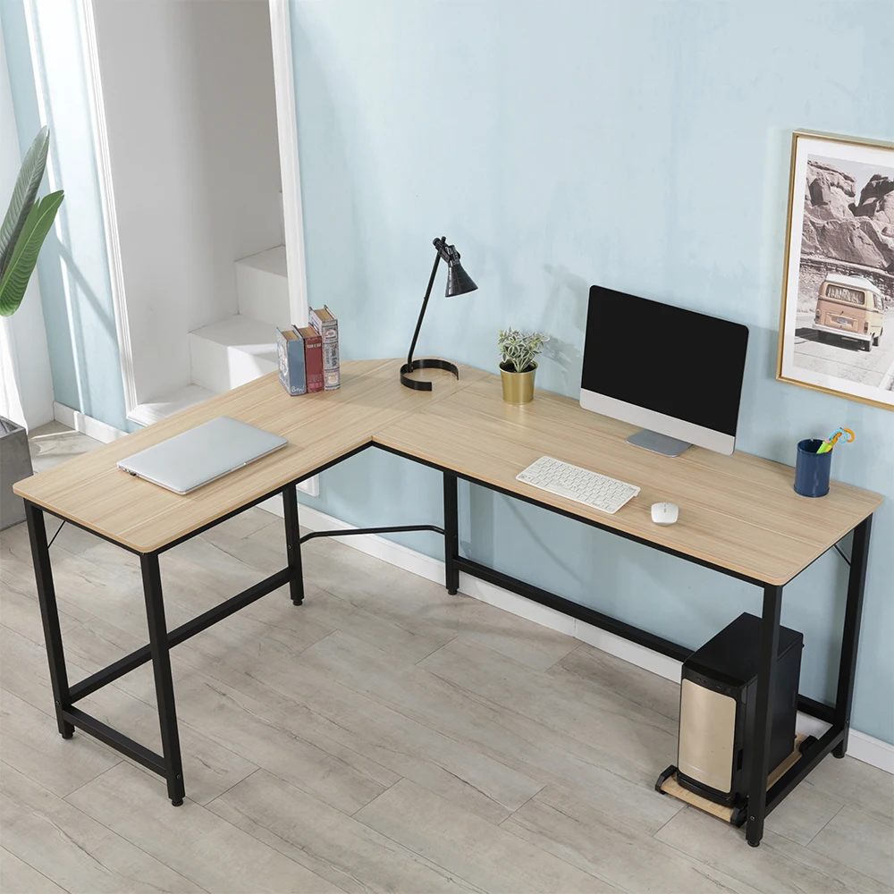 L-Shape Wooden Computer Desk PC Laptop Corner Study Table For Home Office Gaming Furniture |