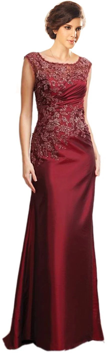 Women Long Evening Gown Burgundy Mother of Bride Dress | Свадьбы и торжества