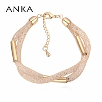 anka new fashion crystal style bracelets bangles for women gold color rhodium plated gift for girlfriend brithday 123033