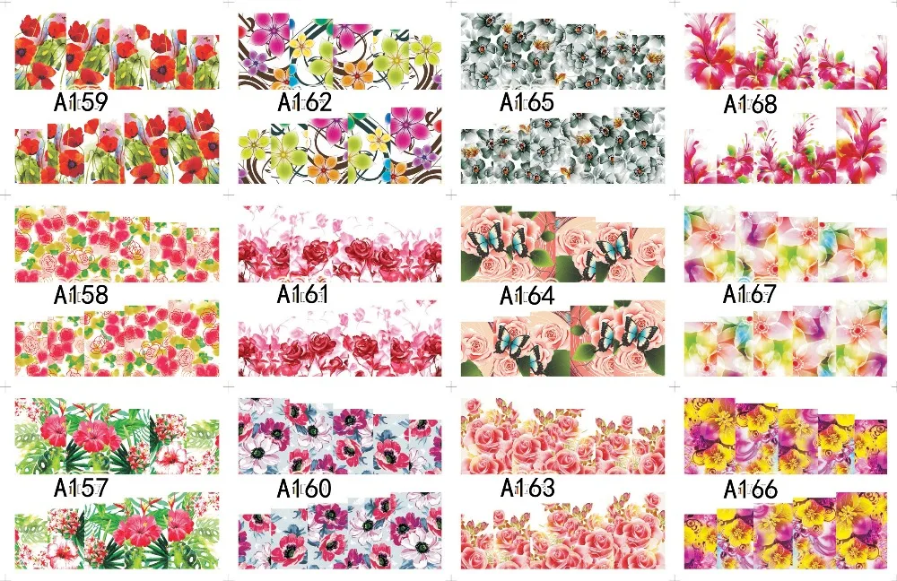 12 упак./лот переводка NAIL ART наклейки на ногти татуировки слайдера полное покрытие