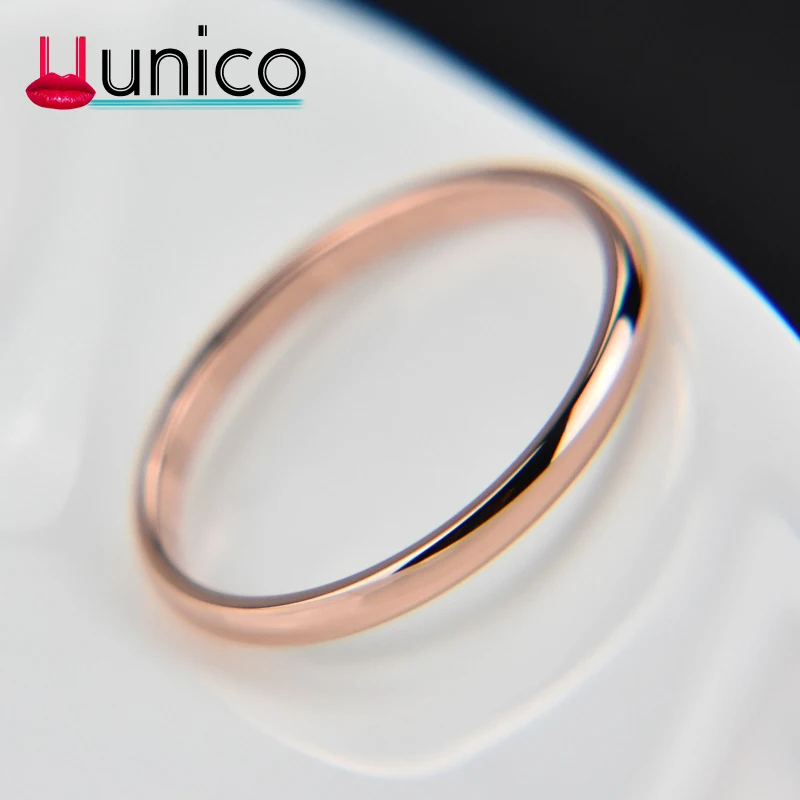 UUNICO ( 2 MM ) 2018 Promotion Titanium Steel Rose Gold Color Anti-allergy Smooth Couple Wedding Ring Woman Man Fashion Jewelry. | Украшения