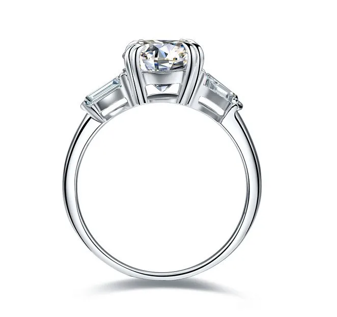 THREEMAN одноцветное 18KT Белое золото качество 2Ct Moissanite ювелирные изделия Пасьянс