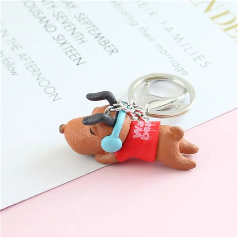 Cartoon Puppy Bell 3D Stereo Doll Keychain Pendant plush toys keychain ladies car bag Christmas birthday gift | Игрушки и хобби