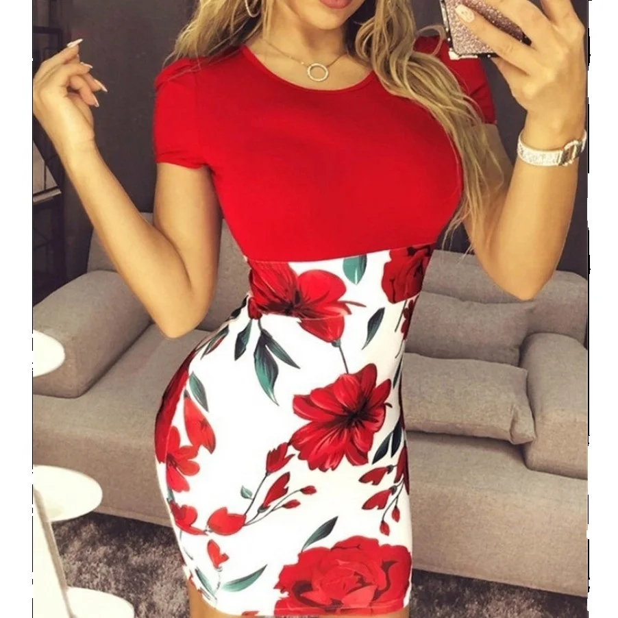 2019 плюс размер сексуальное женское облегающее платье летнее с коротким рукавом
