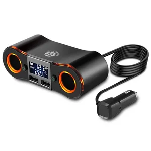 Розетка для автомобильного прикуривателя, разветвитель 2 USB, автомобильное зарядное устройство 12 В 24 В 3,5a, розетка-адаптер, независимые переключатели для iPhone8 XS XR Android