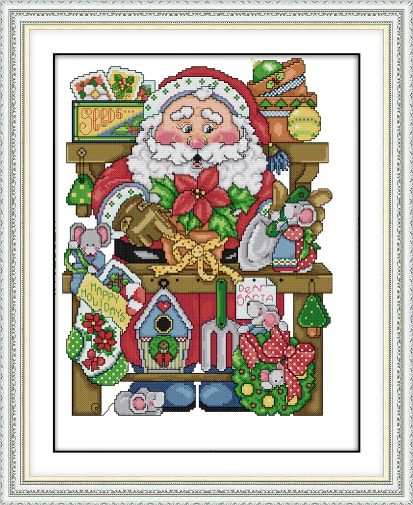 Joy Sunday Санта Клаус и Рождественский Снеговик Набор для вышивки крестом aida 14ct 11ct Счетный Принт Холст вышивка рукоделие ручной работы