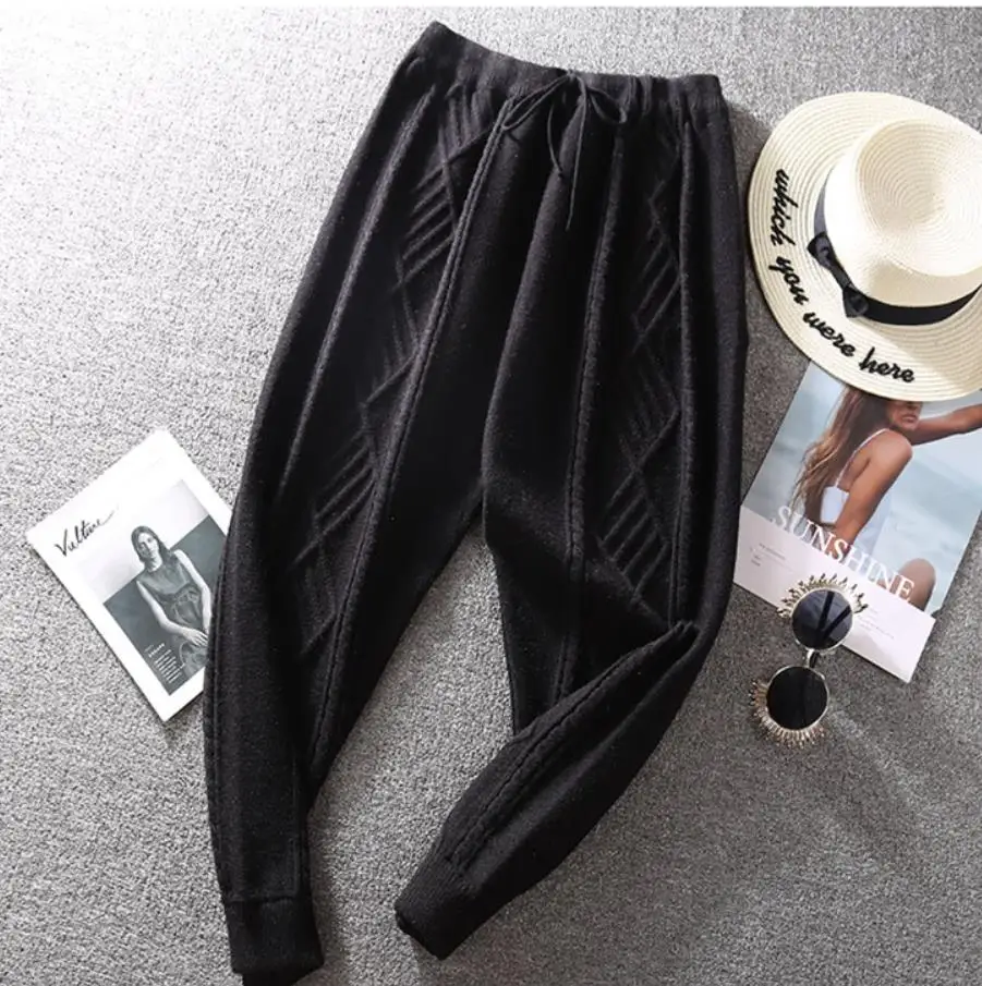 Модные женские шаровары большого размера 2XL Свободные Повседневные вязаные