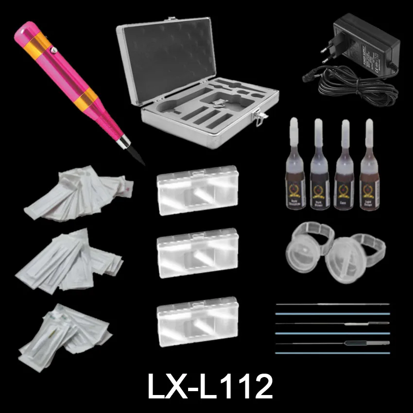Makeup Tattoo Machine Kit Eyebrow Lip Eyeliner Permanent Makeup Beauty Set with Power Supply Adapter Tattoo Needles Ink Ring Cup